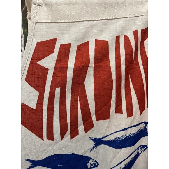 Sardines Forever Overall Linen Look Jumpsuit Sz XL Stretch Colorful Red Blue - Picture 9 of 10